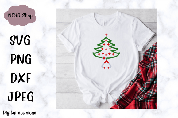 Christmas Nurse Stethoscope SVG for Graphics & T-Shirt Designs