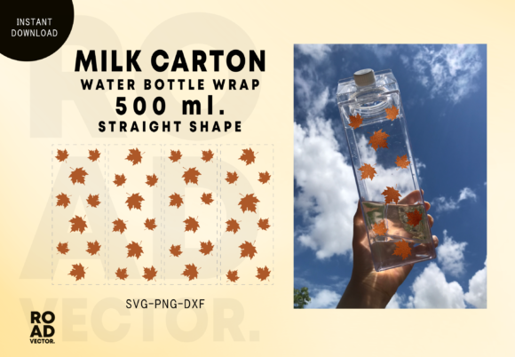 Fall Maple Leaf Milk Carton Bottle Wrap Graphics & Print Templates