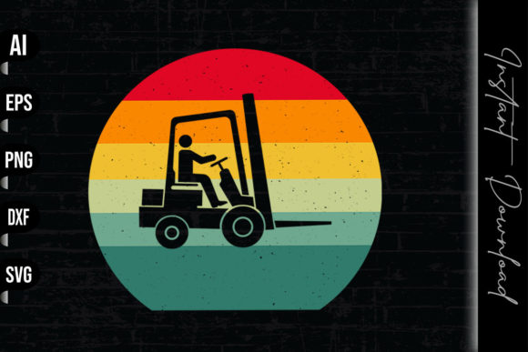 Forklift Operator Vintage Retro Graphics & Print Templates