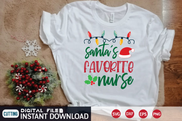 Santa's Favorite Nurse SVG: Graphics & Print Templates