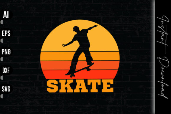 Skateboarder Sunshine Retro Vintage Graphics & Print Templates