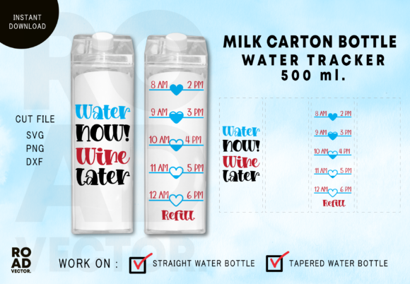 Water Now Wine Later Bottle Wrap: Graphics & Print Templates